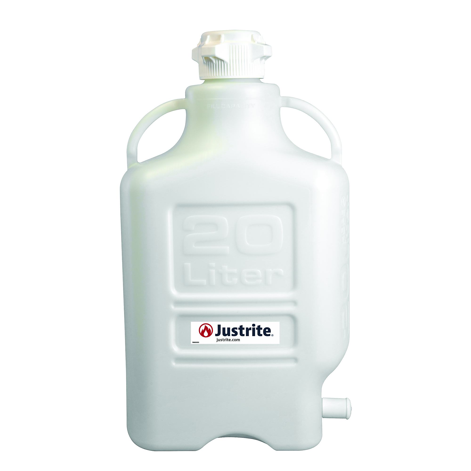 Justrite HDPE Carboy with Spigot — 20 Liters, 83mm Cap, Model# 12916